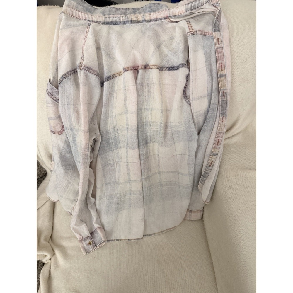 Maurices Shirt Womens XL Plaid Button Front Relaxed Fit Lightweight Pastel Boho - Picture 3 of 3